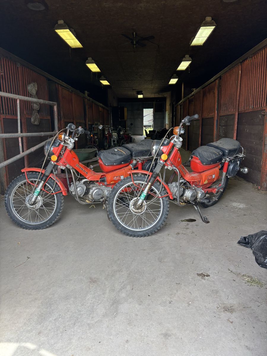 1974 Honda Trail 90 motorcycle pair