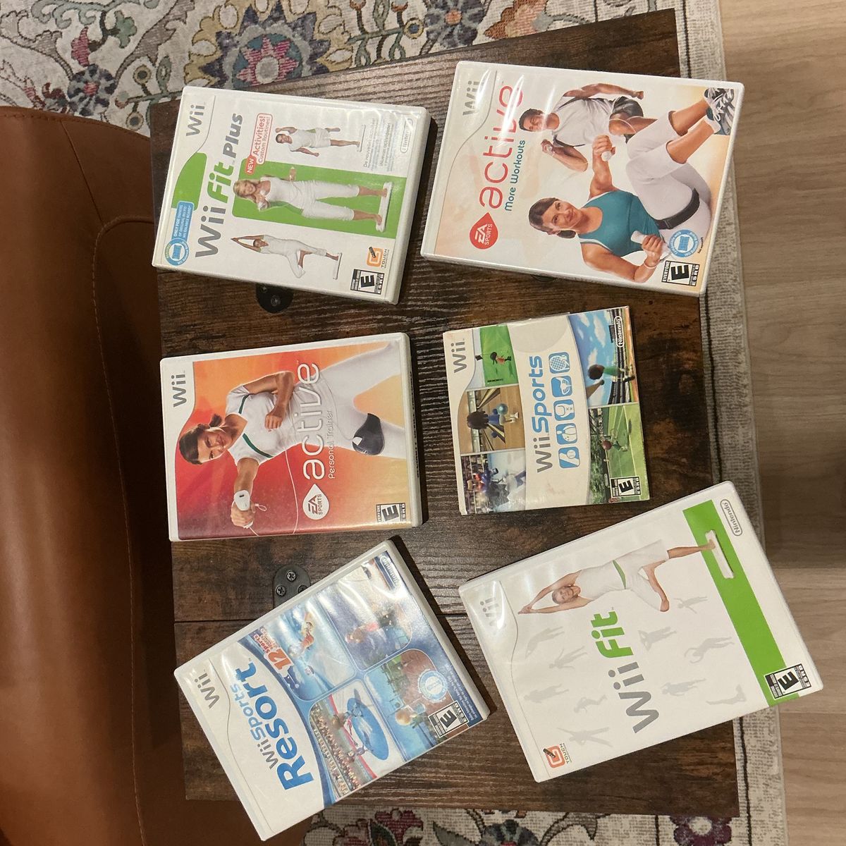 Wii Console Bundle with 6 Games, 2 Controllers, Nunchucks, and Accessories including Balance Board (not shown)