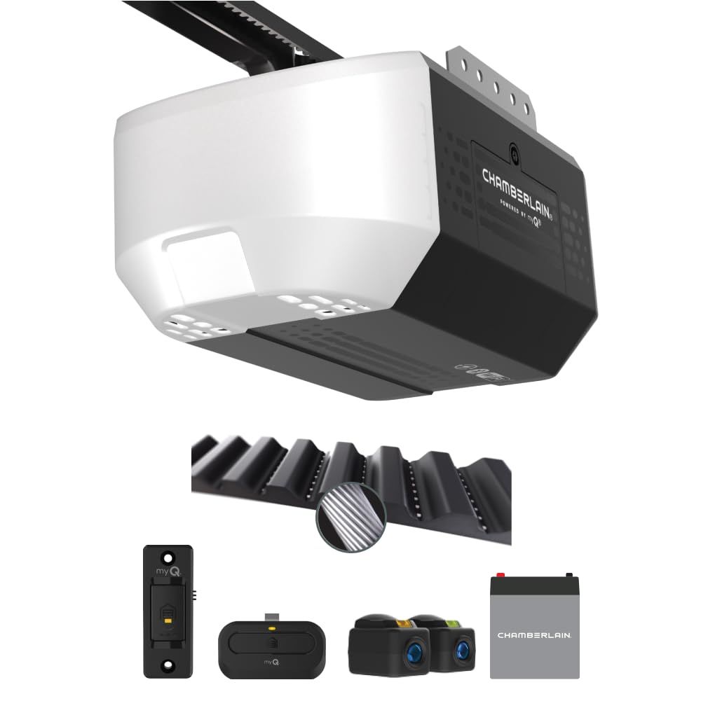 Chamberlain 1/2 HP Belt Drive Smart Garage Door Opener with Battery Backup, 1-Bulb Lighting, and myQ Connectivity