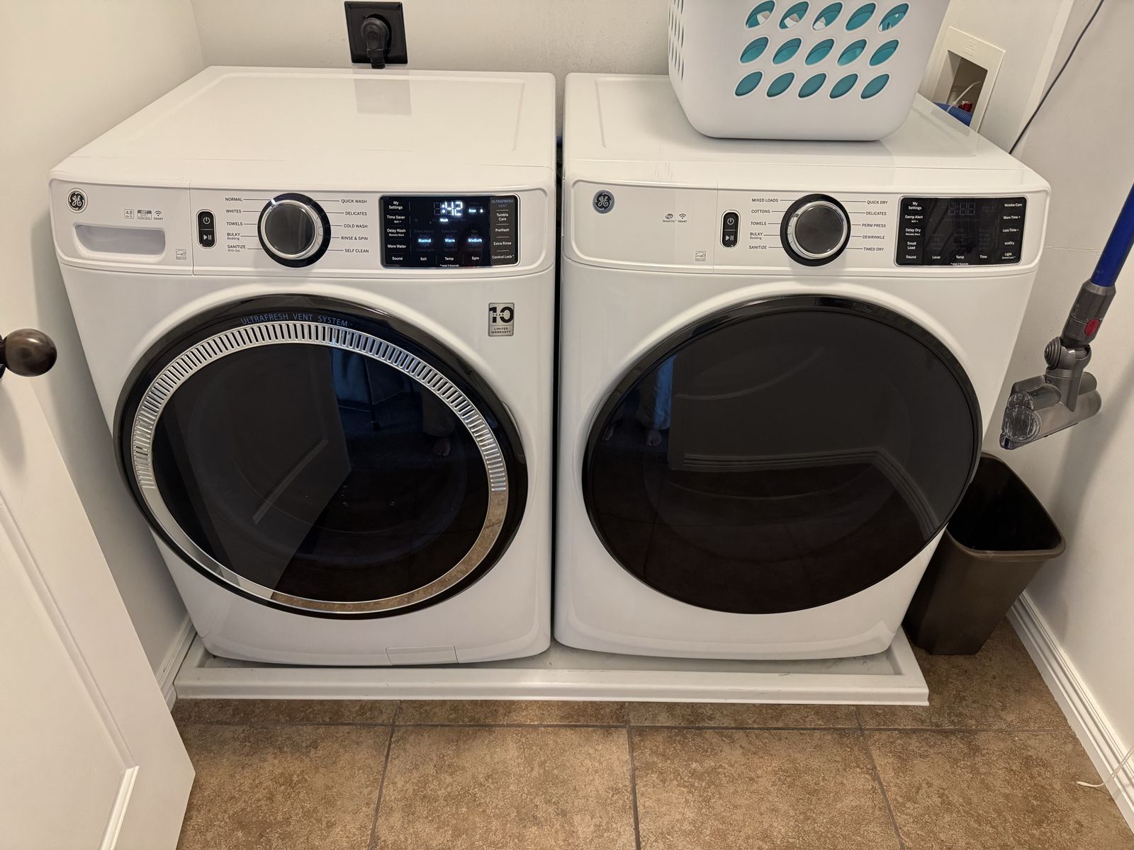 GE Front Load Washer and Electric Dryer Set - White