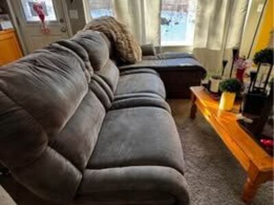 Soft leather sectional couch set) Hunter Green elephant, skin pattern