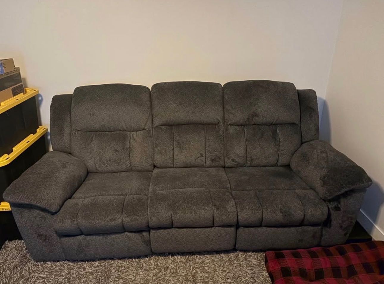 Two Dark Gray matching couches