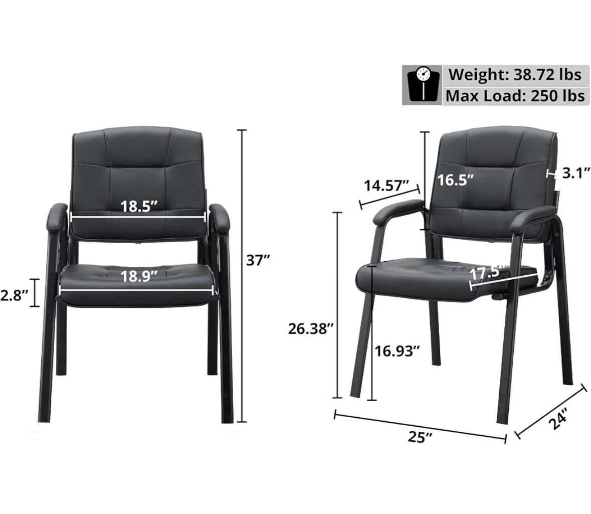 2 Black Office/Waiting Area Chairs