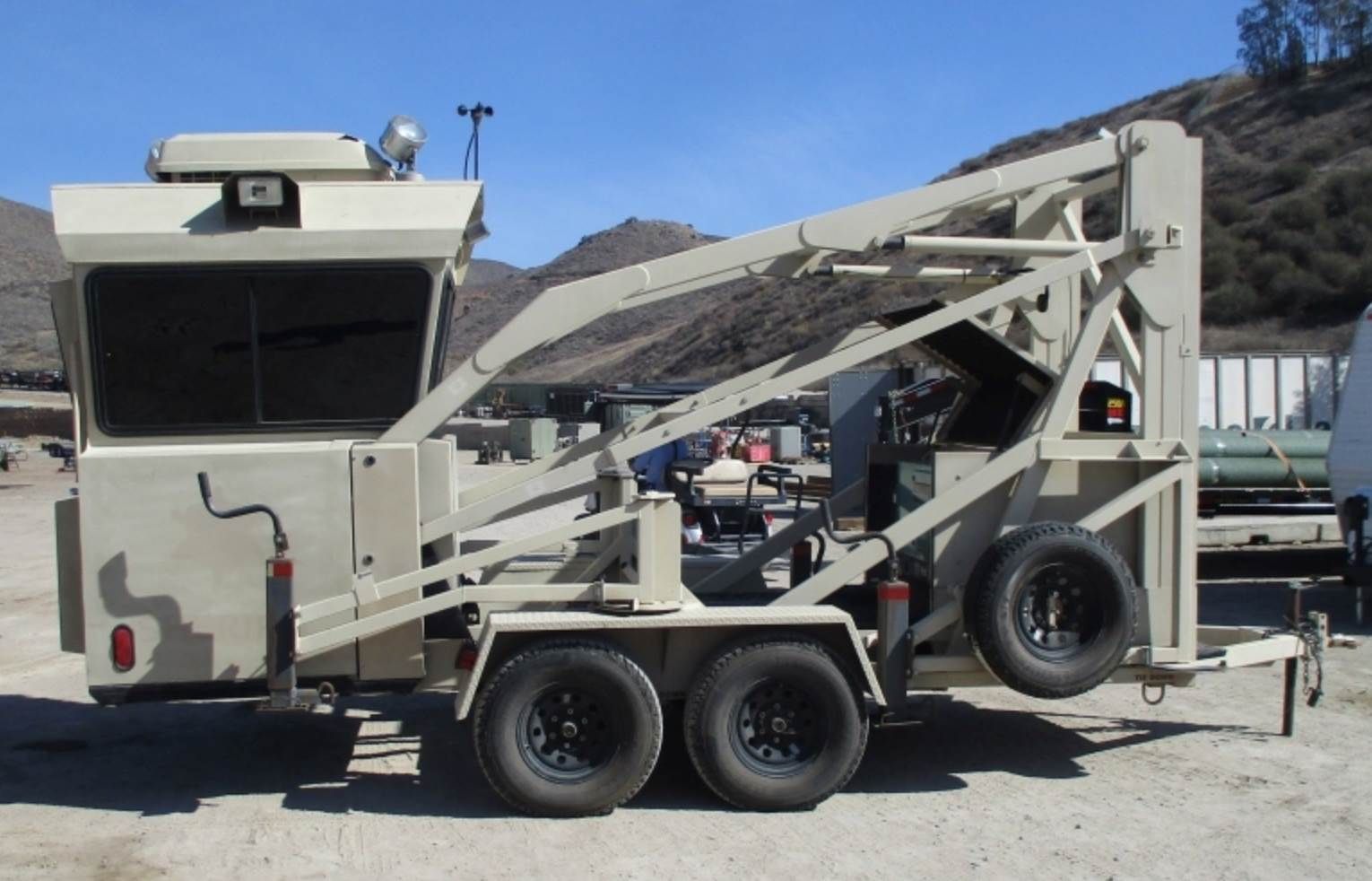 Security Watch Tower FLIR Sky Watch Mobile Guard Surveillance and Deterrence Skywatch Onan Generator