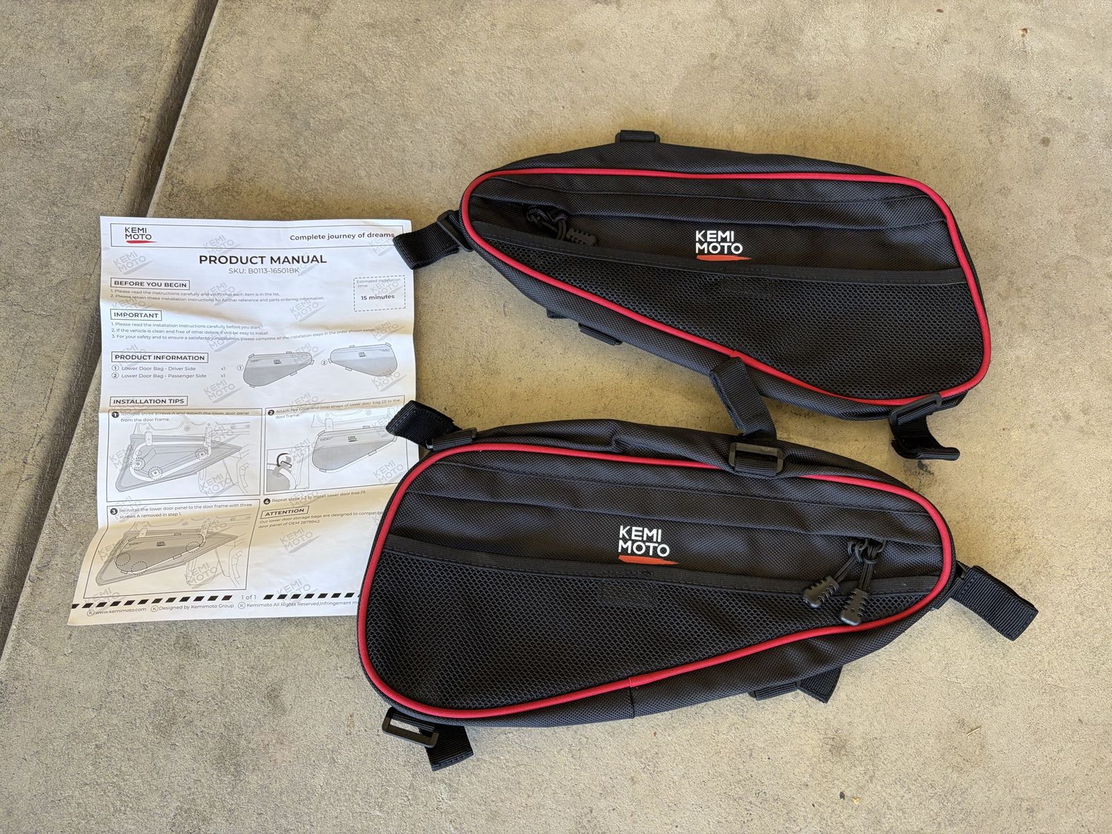 KEMI MOTO RZR XP4 1000 Rear Door Storage Bags & UTV Side Mirrors, & other miscellaneous items- New Condition