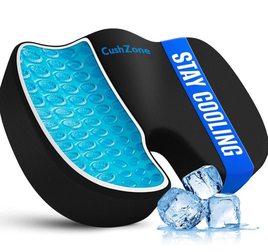 Memory Foam Seat Cushion with Cooling Gel & Non-Slip Cover