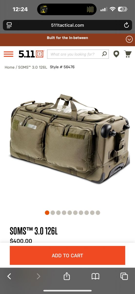 5.11 Tactical SOMS 3.0 126L Rolling Duffel Bag - tan
