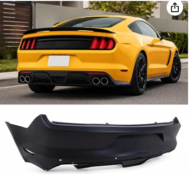 New - Ford Mustang 2015-2017 Rear Bumper Cover w/ Sensor Holes.