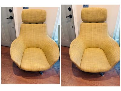 Pair Of MCM inspired Coalesse Bob Lounge/Office Chairs in gold
