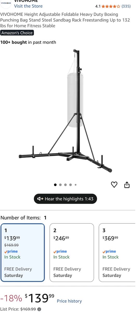 Boxing bag stand