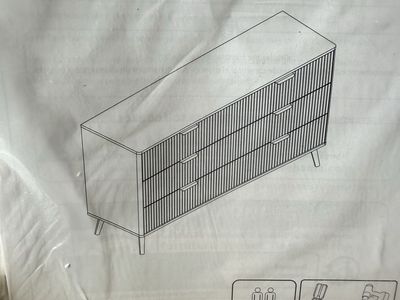 New Nbrehome Dresser 61"x19"x49" 3-Drawer Mid-Century Modern Fluted Design Wood