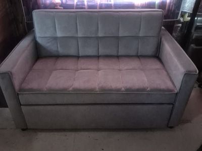 Gray Velvet Convertible Sleeper Sofa Loveseat Futon