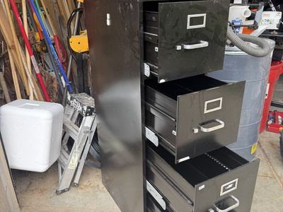 Black Metal 4-Drawer Vertical Filing Cabinet with Lock but no key