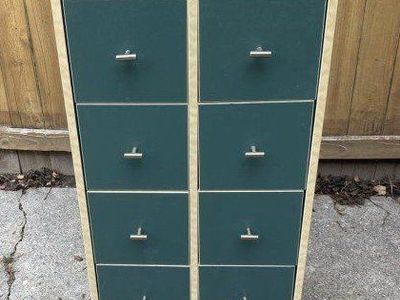 Wood Storage Cabinet - Green & Natural Finish, Versatile Organization
