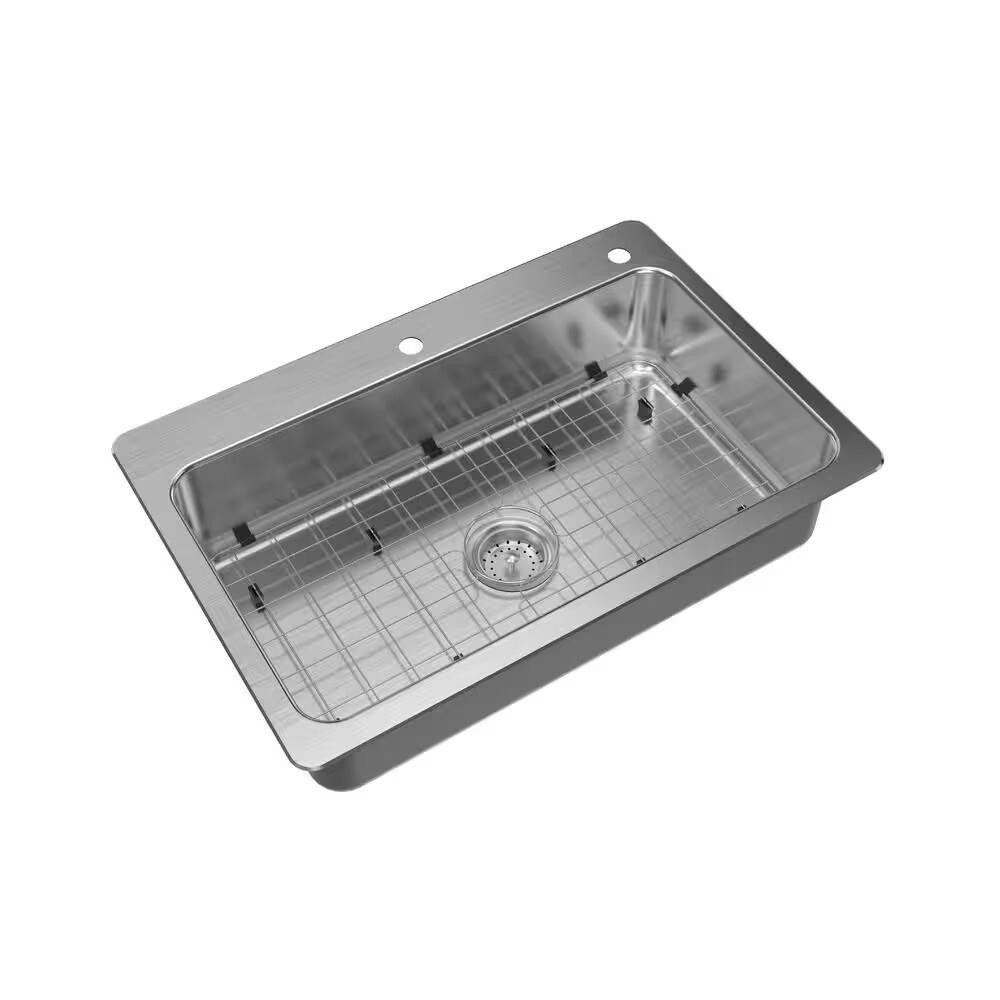 Bratten 18G Stainless Steel 33" Sink, 2-Holehas a small bend check out pics