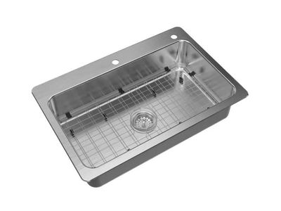 Bratten 18G Stainless Steel 33" Sink, 2-Holehas a small bend check out pics