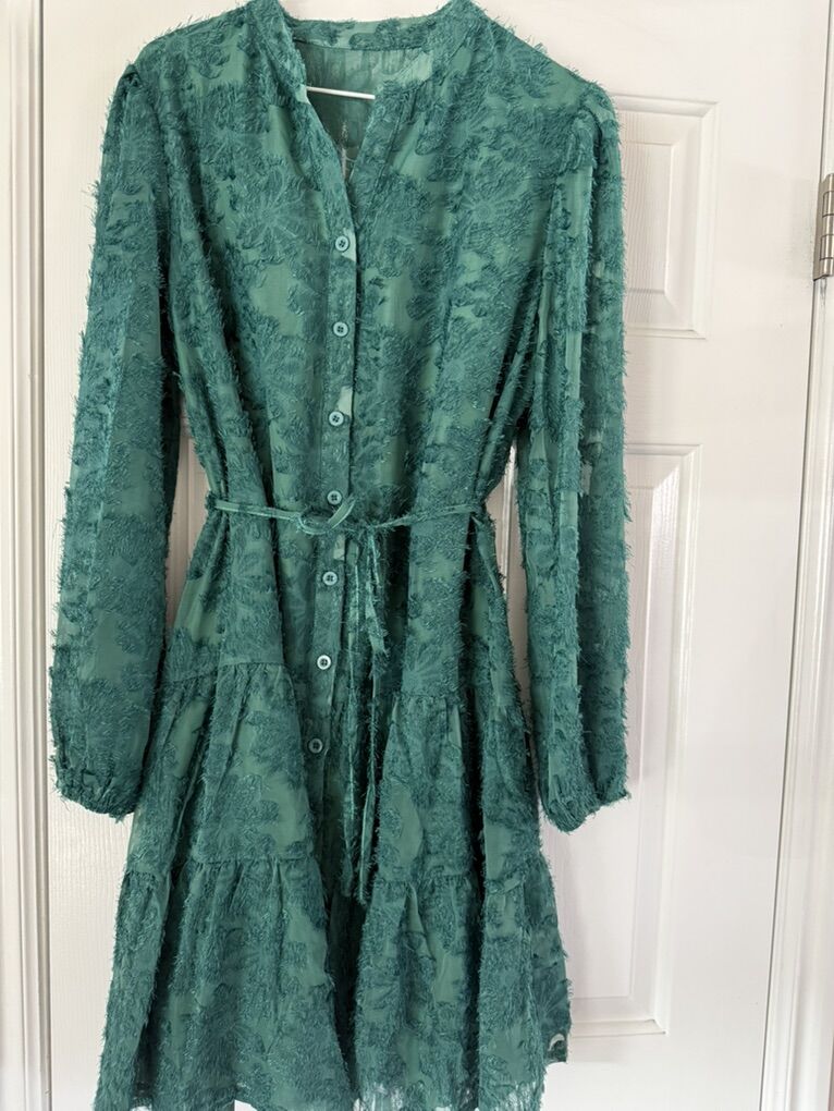 Womans Long Sleeve Henley Neck Mini Dress