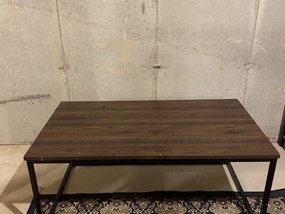 Modern Dark Wood Finish Coffee Table with Metal Frame