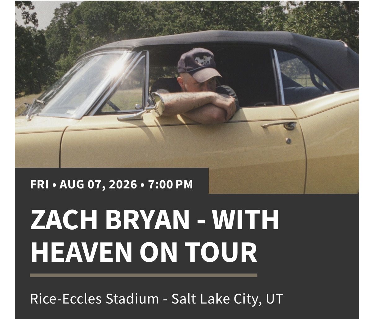 2 Zach Bryan Tickets $140 EACH