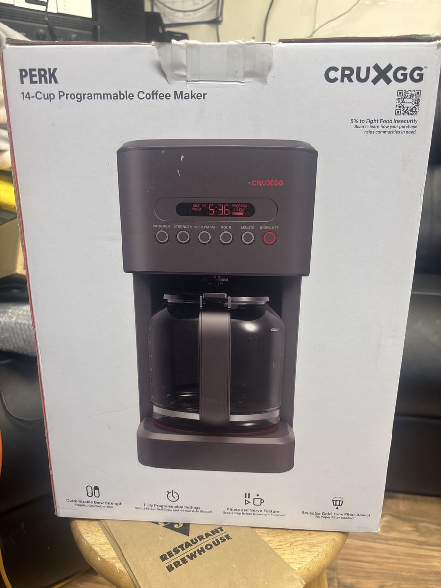 CRUXGG PERK 14-Cup Programmable Coffee Maker with Customizable Brew Strength