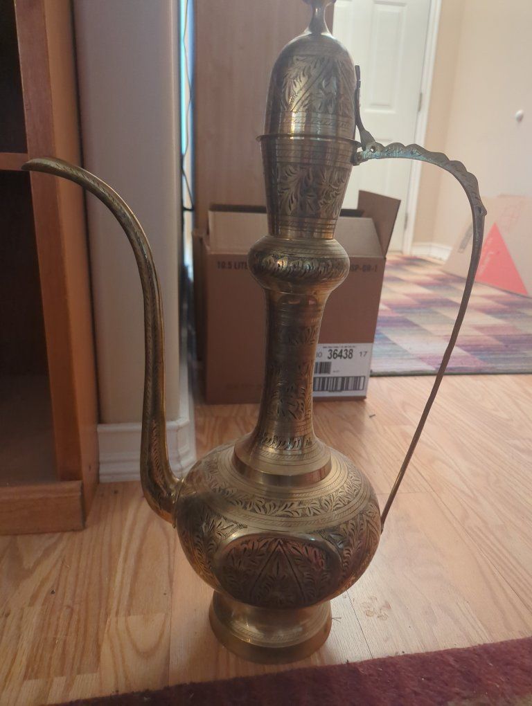 vintage brass tea pot