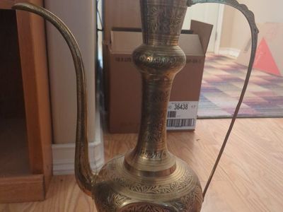 vintage brass tea pot