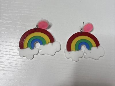 Rainbow Cloud Drop Earrings - Fun & Colorful Accessory