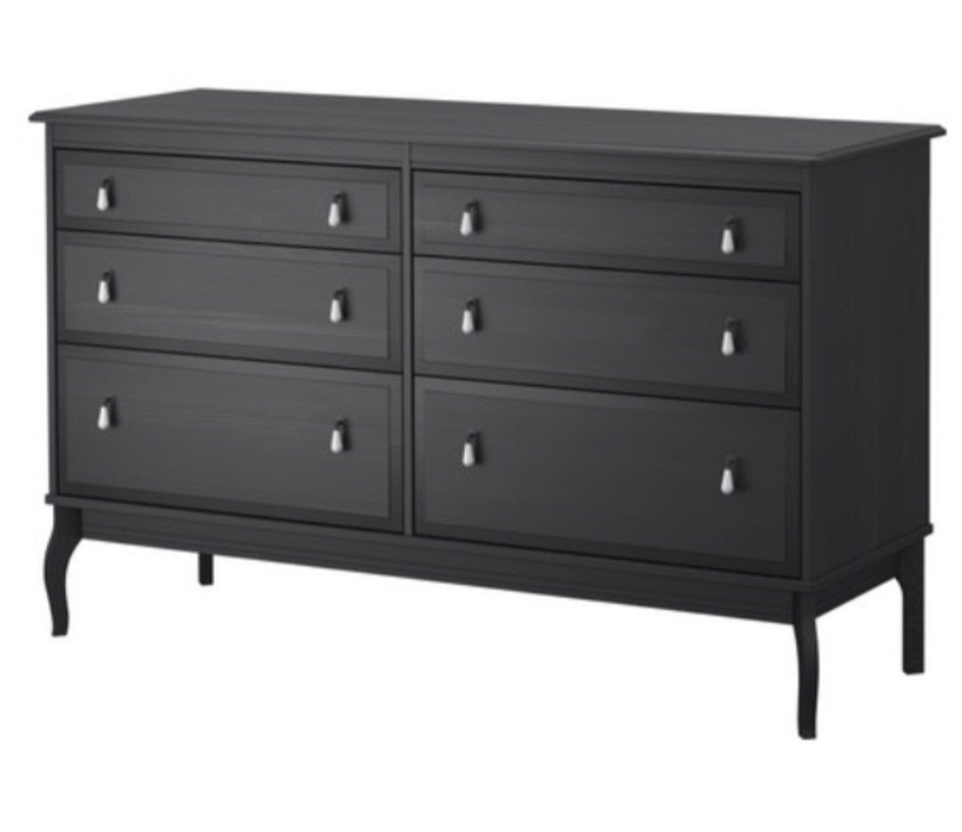 IKEA EDLAND 6-Drawer Dresser - Gray, 62 1/4" Wide, Roomy Drawers with Pull-Out Stop