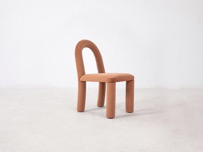 Set of Two Upholstered Dining Chairs in Performance Velvet - Terracotta