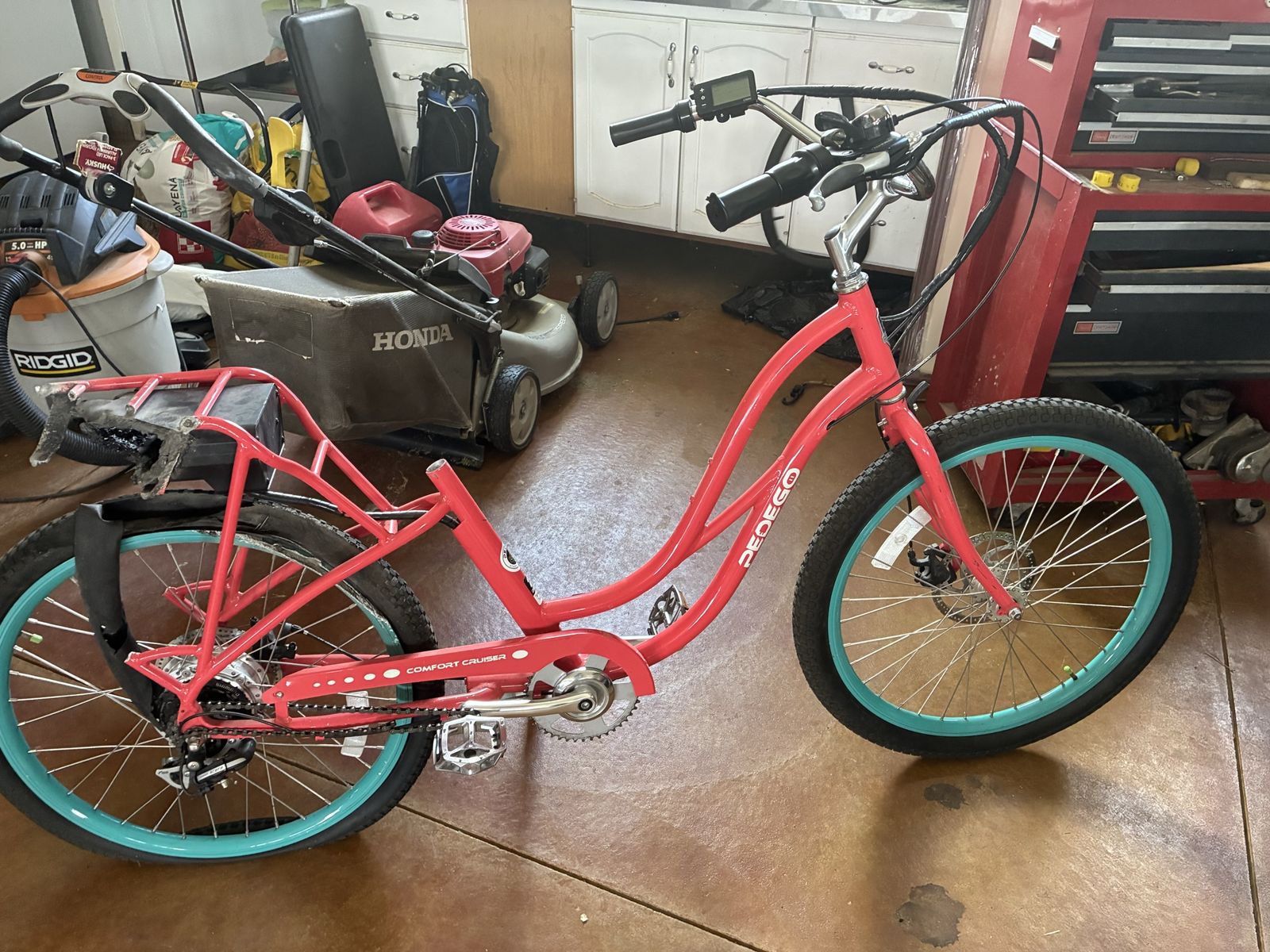 Pedego Comfort Cruiser E-Bike Parts - Red Frame, Front Wheel, Motor & More