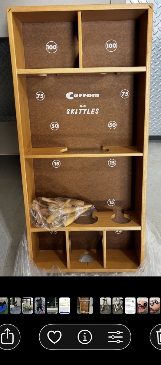 Carrom Skittles Game - Wooden Pin Bowling Arcade Style Wall Mount or Tabletop