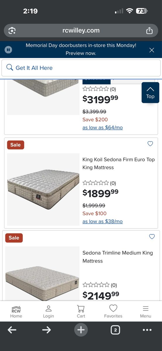Cal king mattress  king koil Sedona euro top firm