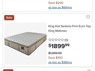 Cal king mattress king koil Sedona euro top firm