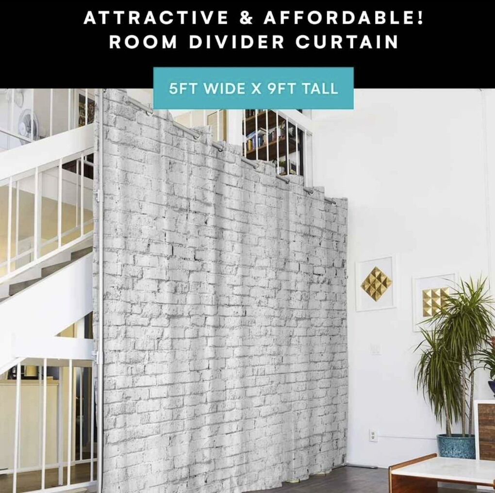 New In Pachage 9X 10 Divider Curtains, Gray Brick