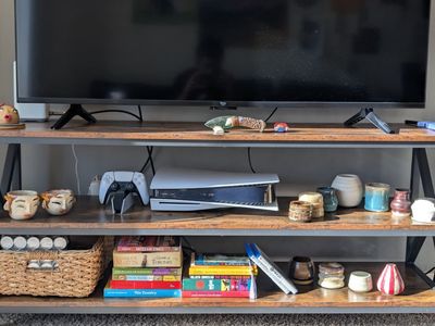 TV Stand for TV up to 65 inch, 55" TV Cabinet with 3 Tier Storage Shelves