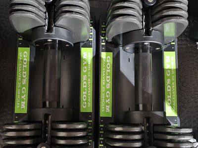 Gold's Gym Spacesaver 25 Adjustable Dumbbells (Pair, 5-25 lbs Each)