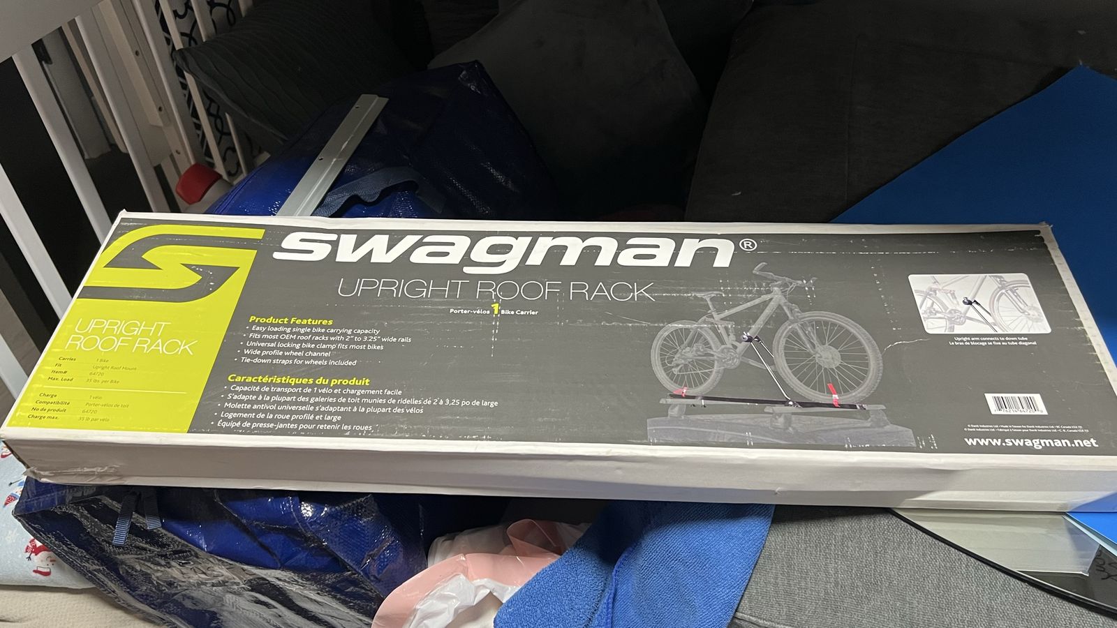 Swagman Upright Roof Rack Bike Carrier - Single Bike Capacity, Universal Fit, New in Box