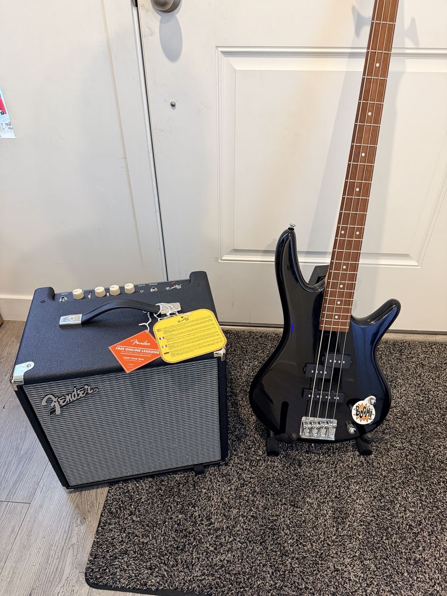 NEW Ibanez Electric Bass Guitar with Fender Rumble Bass Amplifier - FULL KIT READY TO PLAY