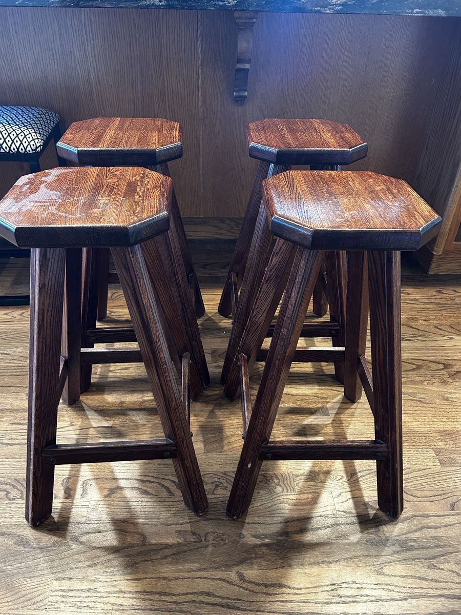 Set of 4 wood stools