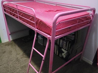 Pink Kids Twin Loft Bed Frame