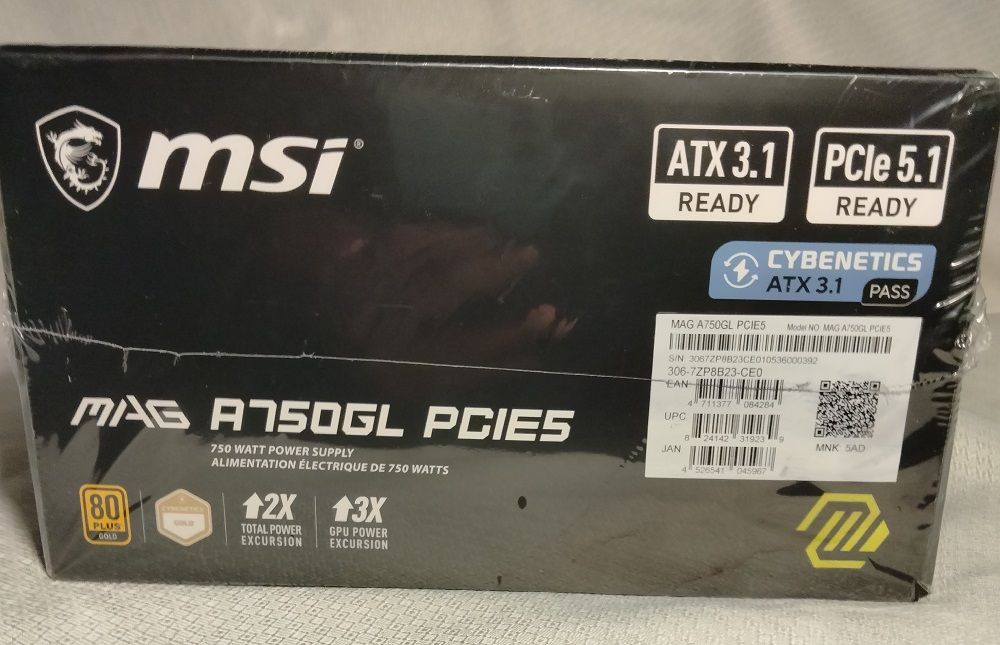 MSI MAG A750GL PCIE5, Fully Modular Compact Gaming 750W Power Supply, 80+ Gold