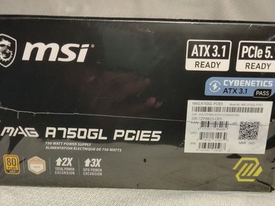 MSI MAG A750GL PCIE5, Fully Modular Compact Gaming 750W Power Supply, 80+ Gold