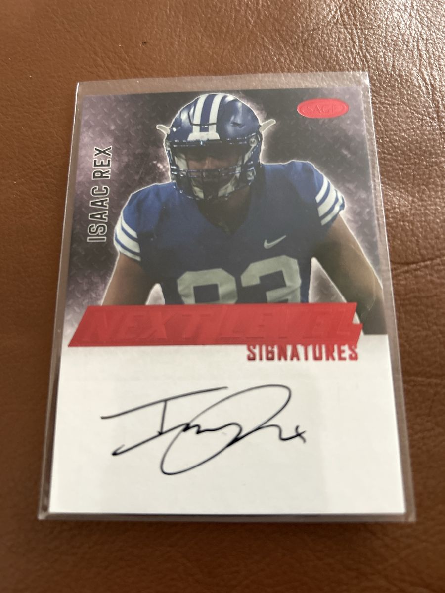 2021 BYU Cougars Isaac Rex Sage Next Level Signatures Autographed Football Card Hand Signed Auto Certified Rookie