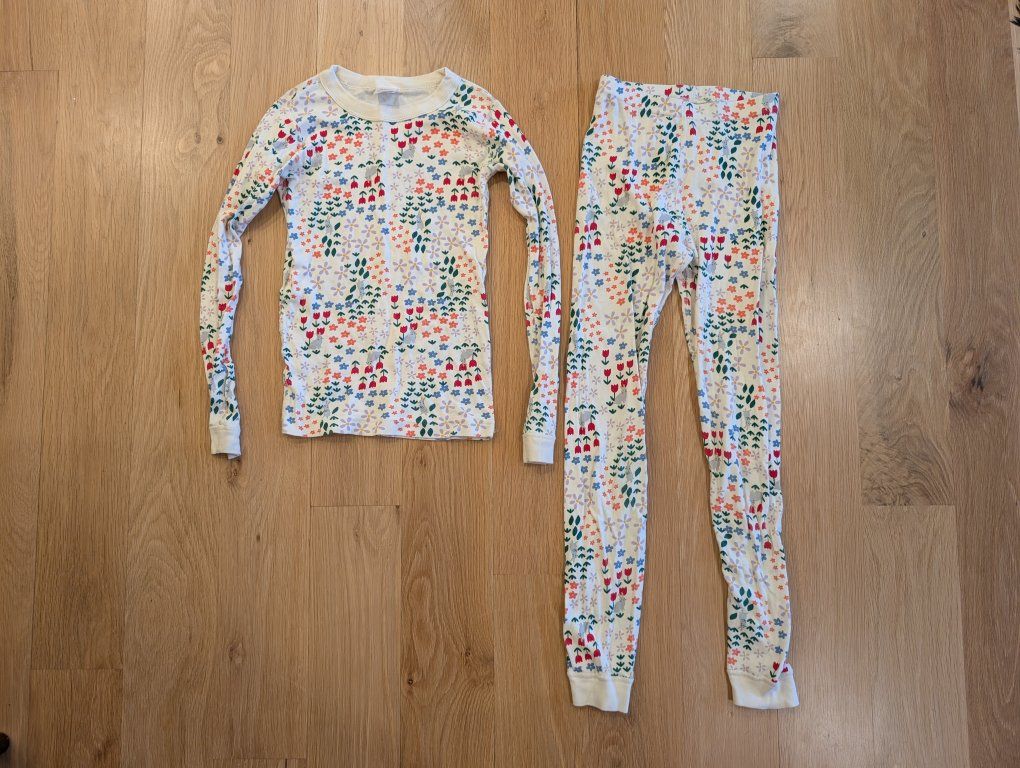 Hanna Andersson 100% Organic Cotton Floral Bunny Pajama Set - Kids Size 10