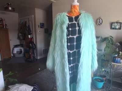 Fashion Nova Mint Light Blue Long Shaggy Faux Fur Coat - Women's Large