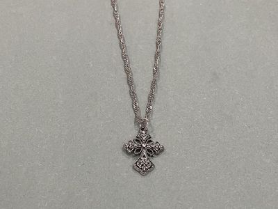 Silver Toned Gothic Style Cross Pendant Necklace