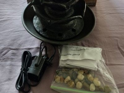 Highland Black Tiered Rose Water Fountain w/ Pump & Pebbles - Indoor/Outdoor Decor