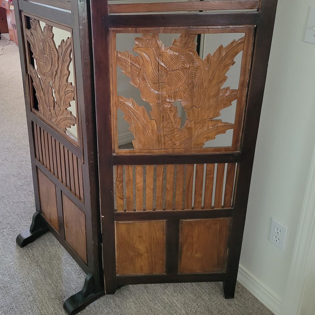 Carved wood room divider