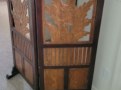 Carved wood room divider