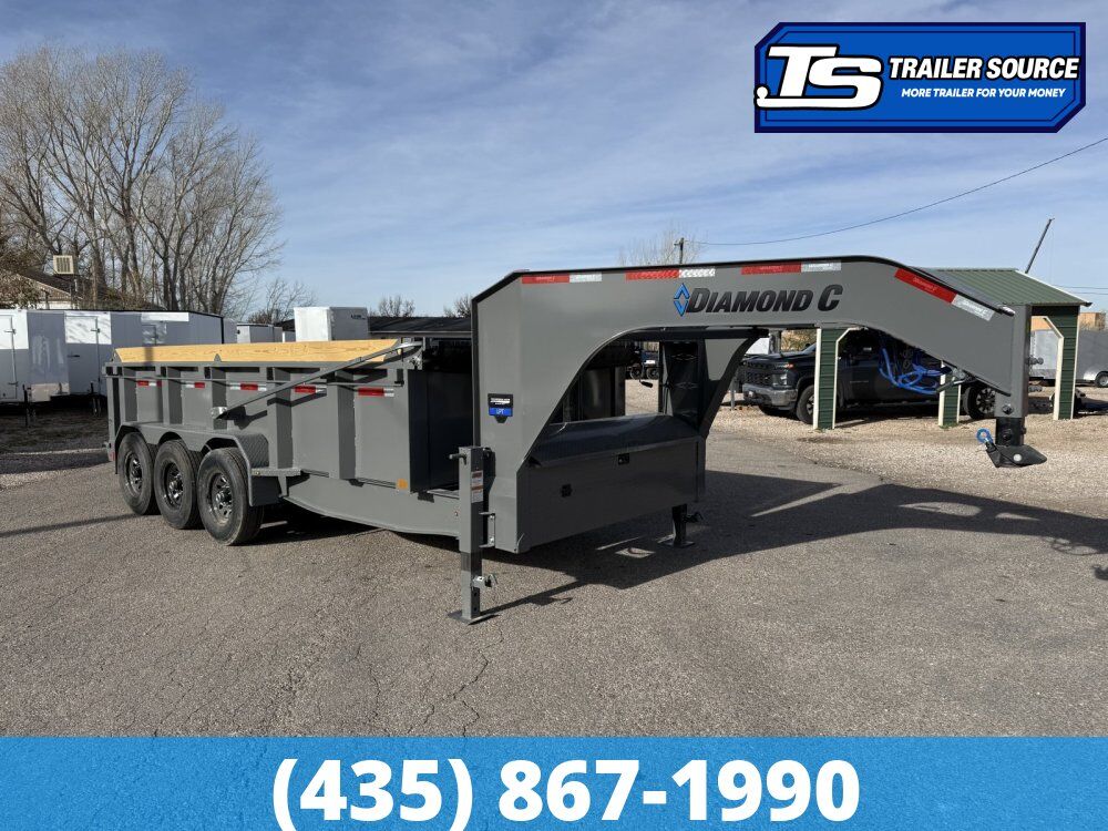 7x16 Diamond C LPT-GN 307 Gooseneck Dump Trailer - 32" Sides - 24K GVWR - 14 Ply Tires, Board Brackets, Long Arm Tarp